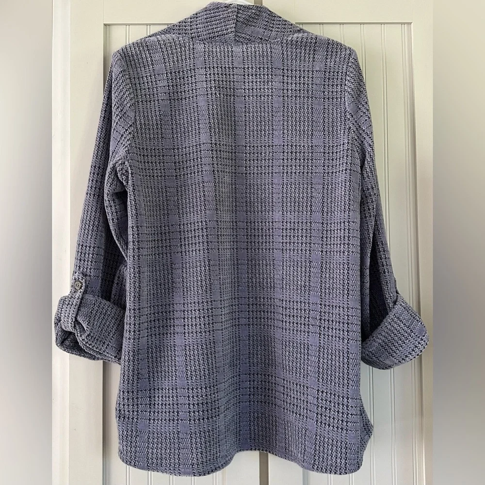 Soft Surroundings Warwick Topper Sweater Blazer Smokey Lavender Plaid size large